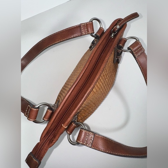 Vintage Fossil Small Handbag weave Leather Purse Satchel - Picture 5 of 7